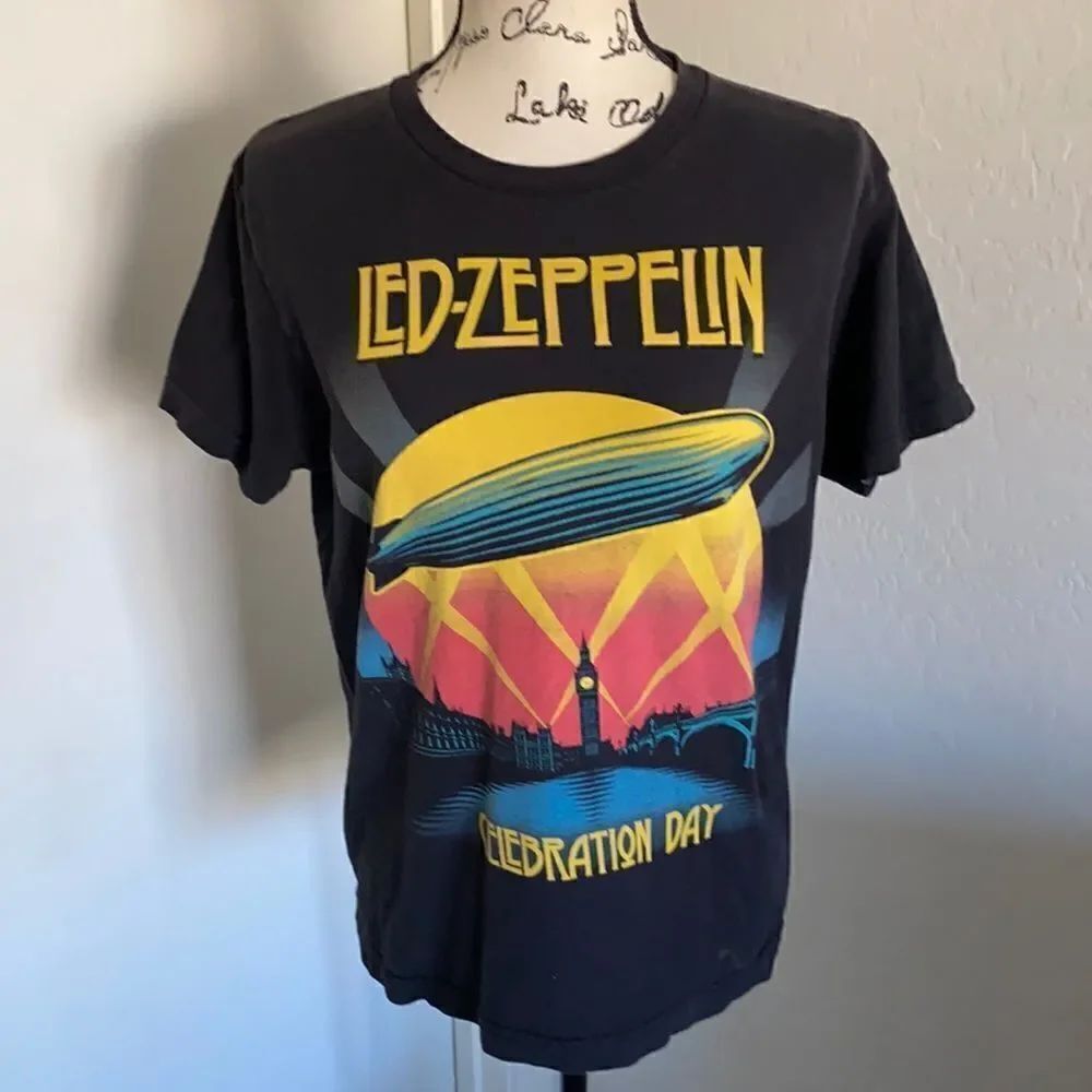 Led Zeppelin Celebration Day Black Graphic T-Shirt Music Concert Festival